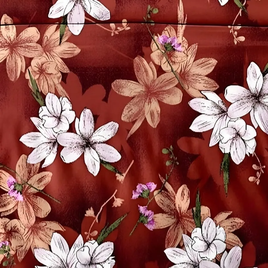 Close-up of the lily bloom print in Red (AW-02)