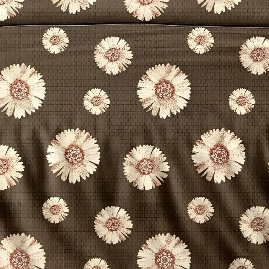 Close-up of the sunflower print in Brown (AW-05)