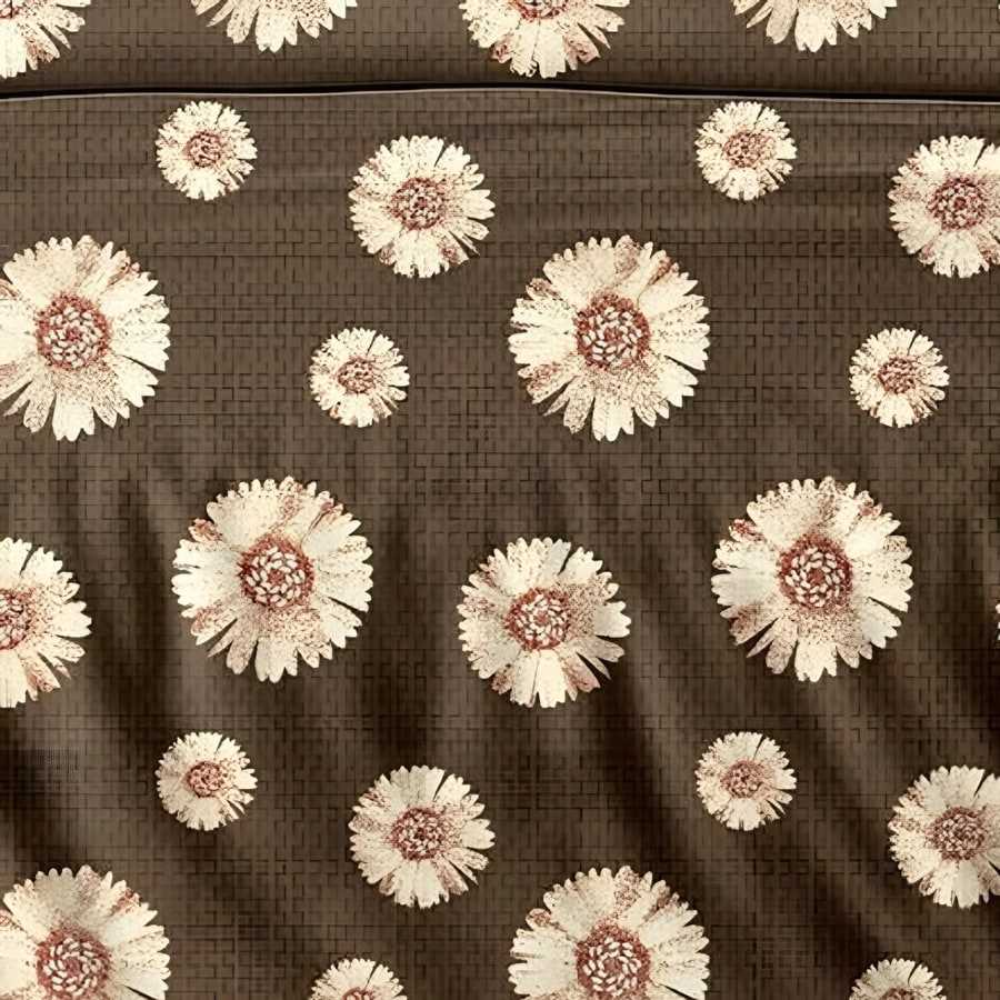 Close-up of the sunflower print in Brown (AW-05)