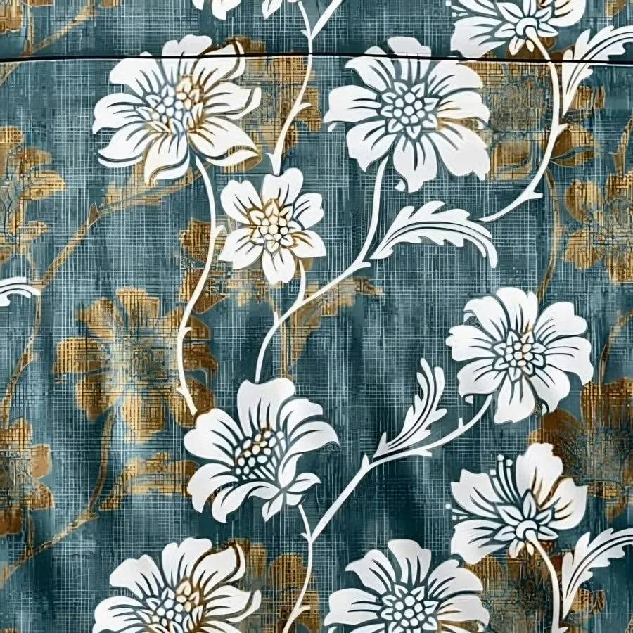 Close-up of the blossom trail print in Teal (AW-11)