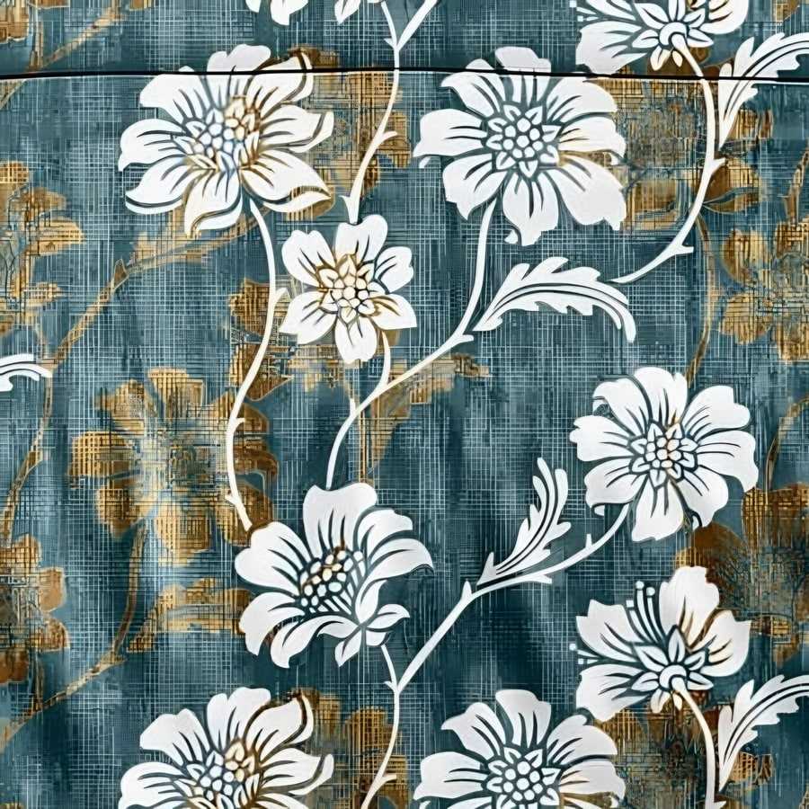 Close-up of the blossom trail print in Teal (AW-11)