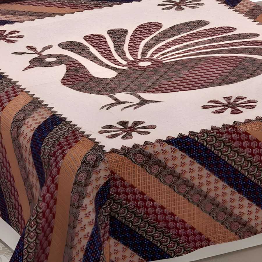 Close-up of the royal peacock print in Brown (BM-09)