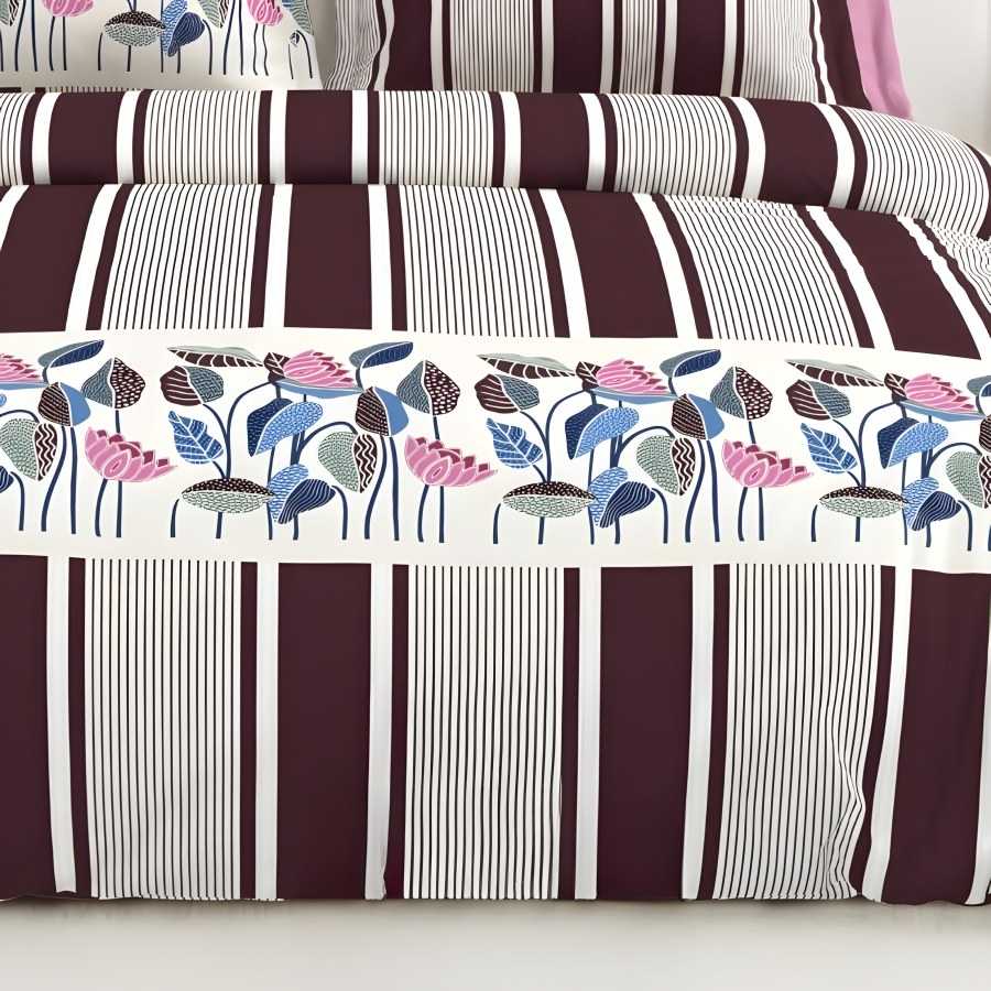Close-up of the leaf stripe print in Wine (CA-03)