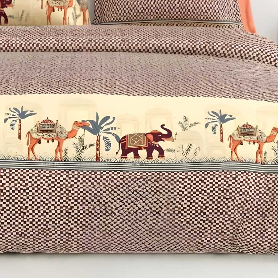 Close-up of the elephant palm border print in Brown (CA-06)