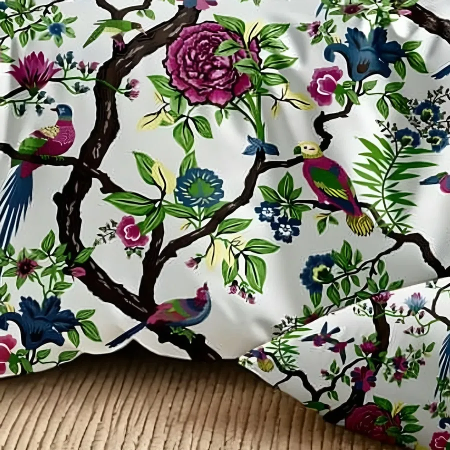Close-up of a flowering tree with birds and blossoms (Dhurandhar Bird & Vine)