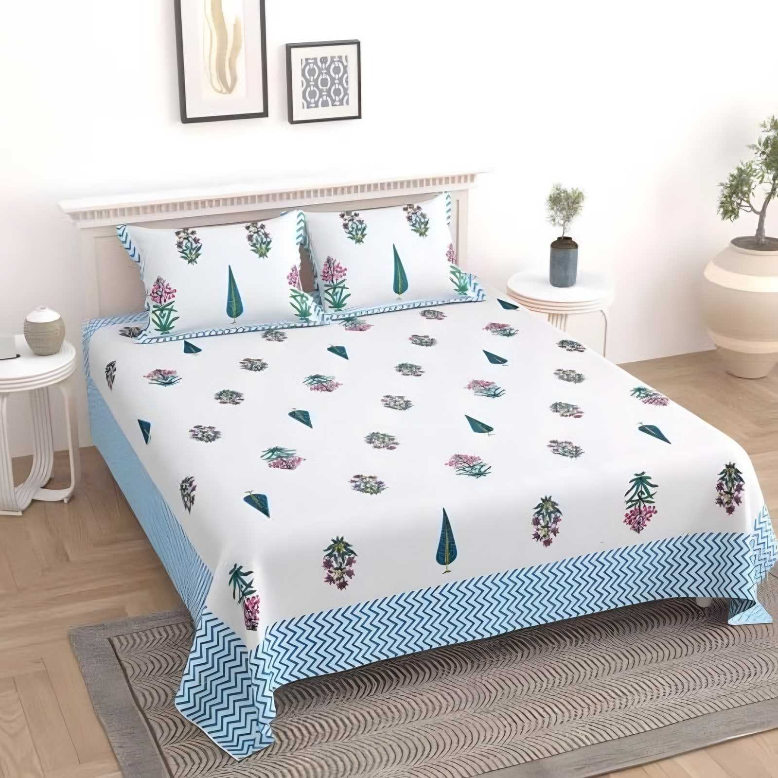 Desire Look Blue Cypress Buti Bedsheet Set (DL-08)