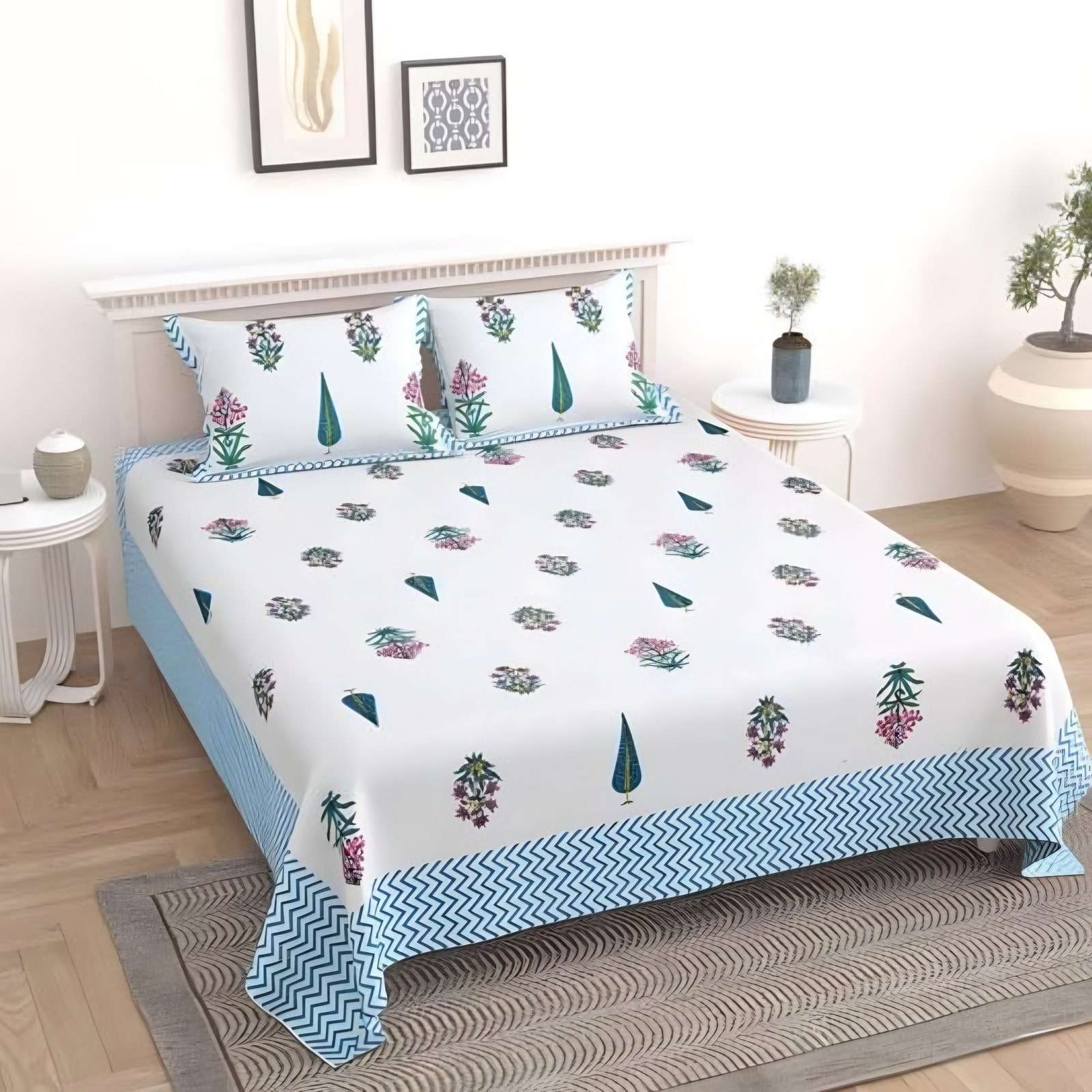 Desire Look Blue Cypress Buti Bedsheet Set (DL-08)