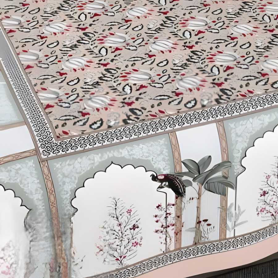 Close-up of the palace arches print in Pink (EC-02)