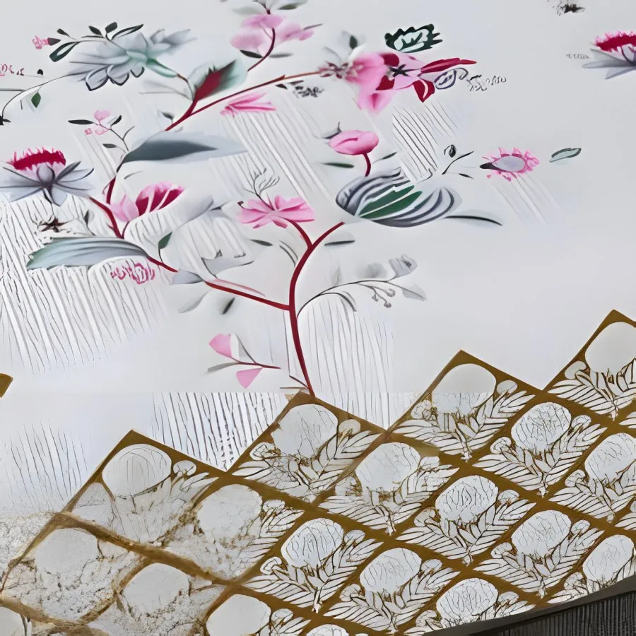 Close-up of the flowering tree print in Golden yellow (EC-06)
