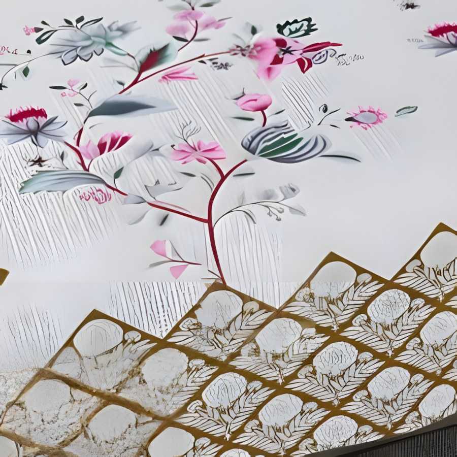 Close-up of the flowering tree print in Golden yellow (EC-06)