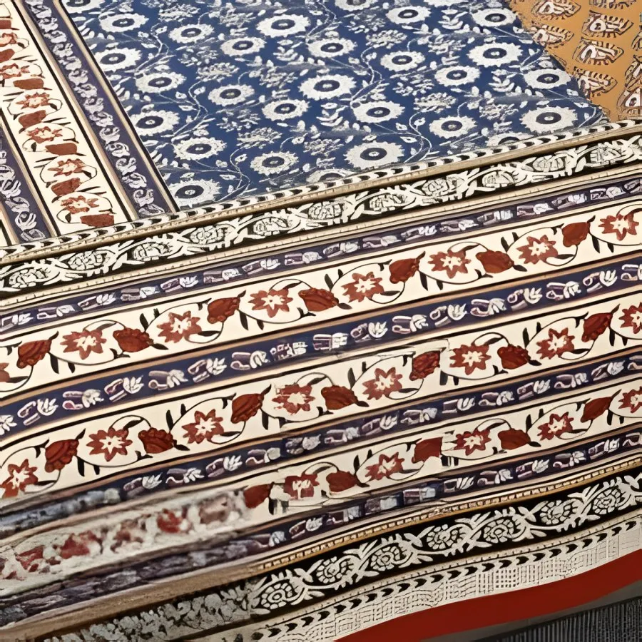 Close-up of the patch panel print in Red & blue (EC-08)