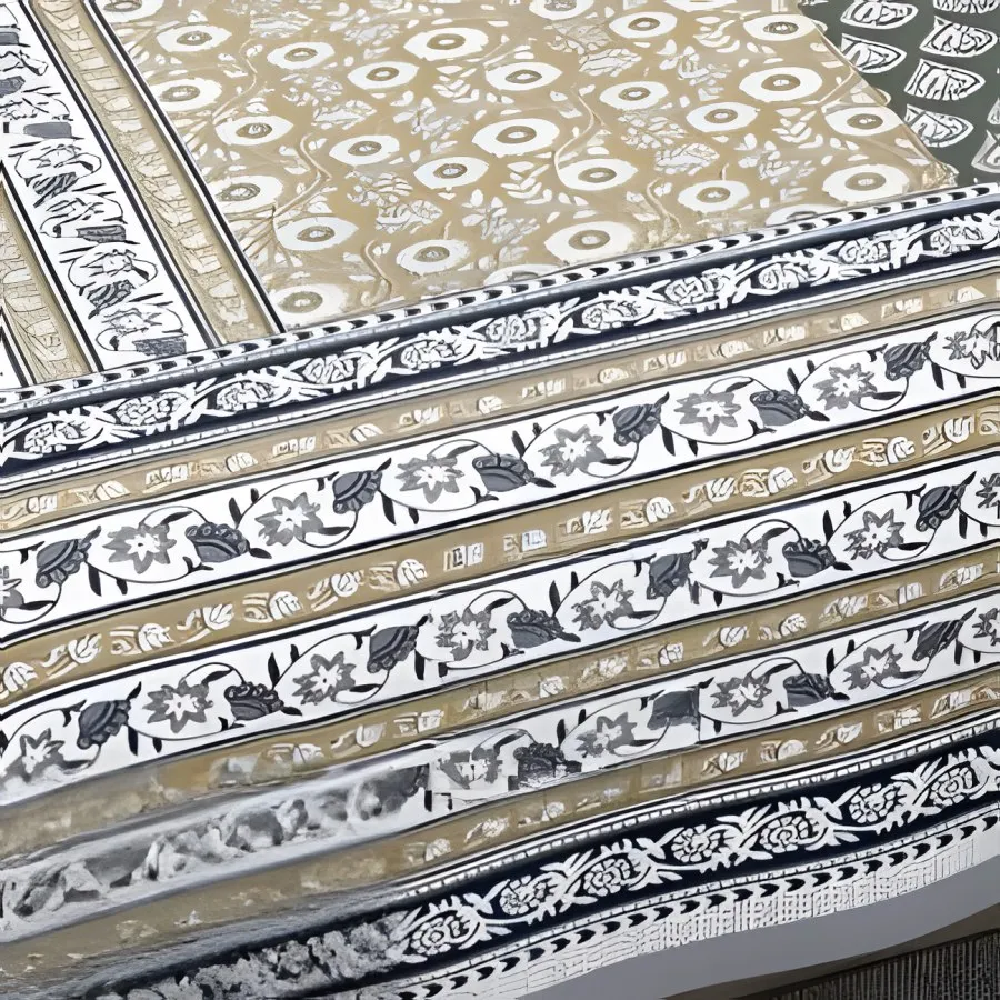 Close-up of the patch panel print in Grey & blue (EC-09)