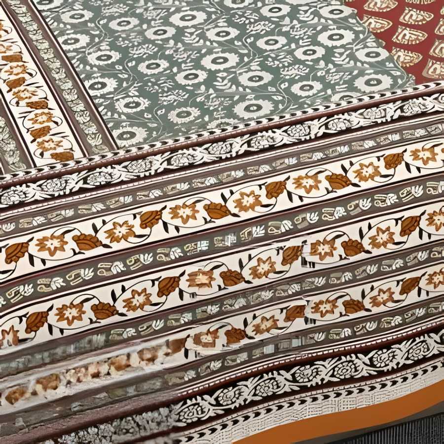 Close-up of the patch panel print in Orange & teal (EC-10)