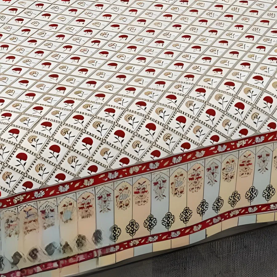Close-up of the border buti print in Red (EC-15)