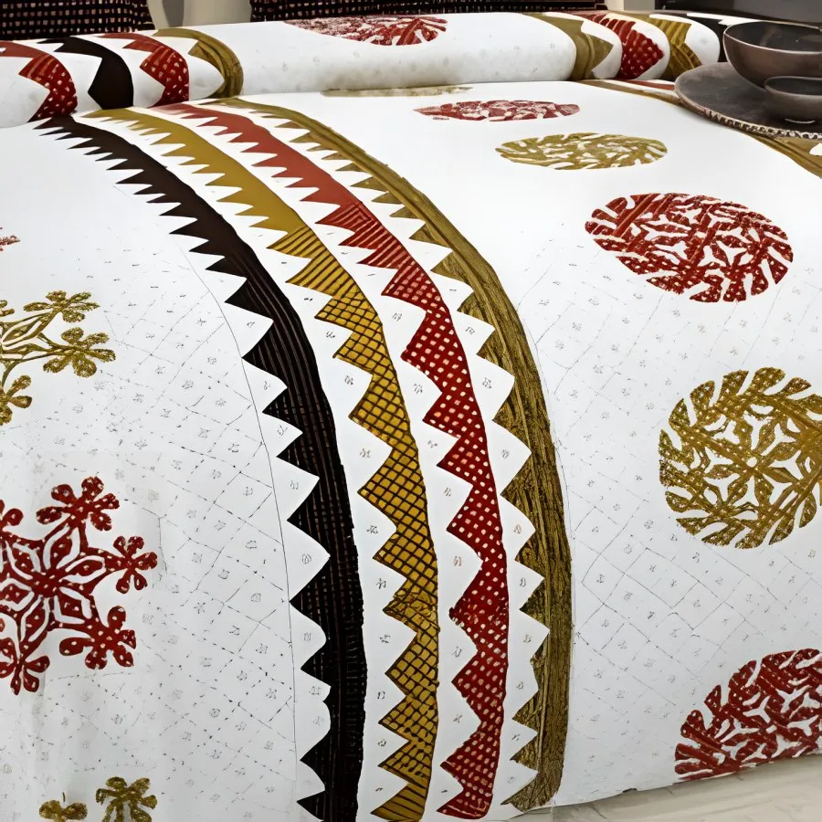 Close-up of the triangle medallion print in Gold (GP-02)