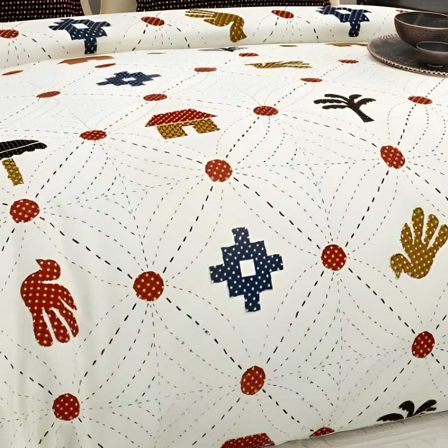Close-up of the folk icons print in Multicolour (GP-05)