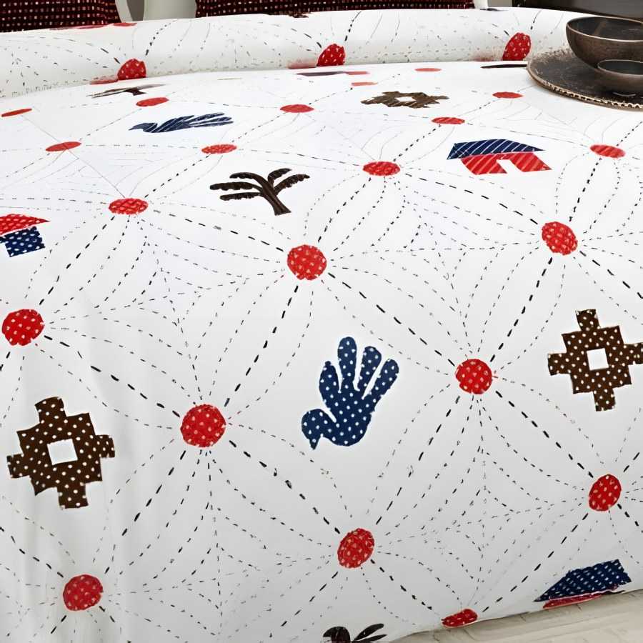 Close-up of the folk icons print in Red (GP-06)