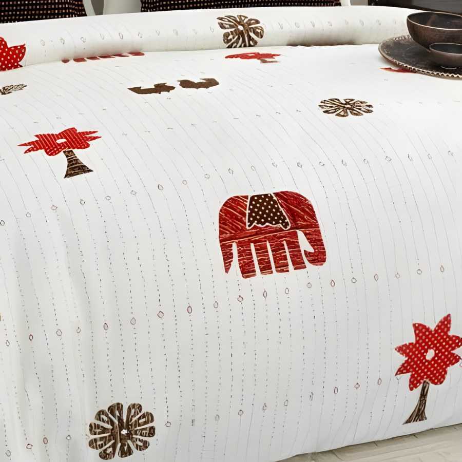 Close-up of the elephant & tree print in Red (GP-07)
