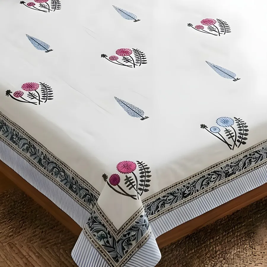 Close-up of the Jaipur percale hand block print (HP-01)