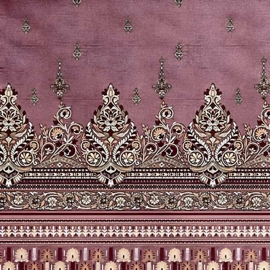 Close-up of the kalka border print in Rose (IB-03)