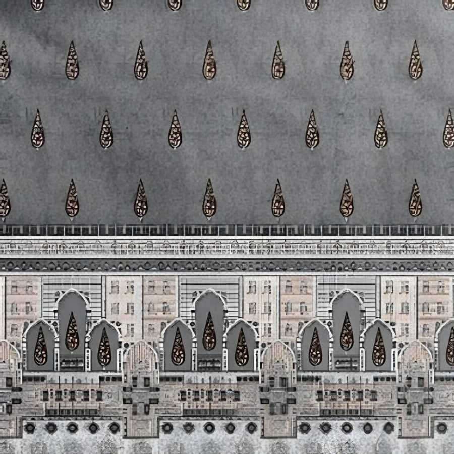 Close-up of the arch border print in Grey (IB-04)