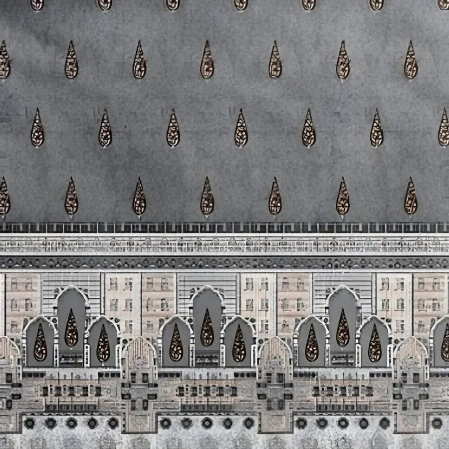 Close-up of the arch border print in Grey (IB-04)