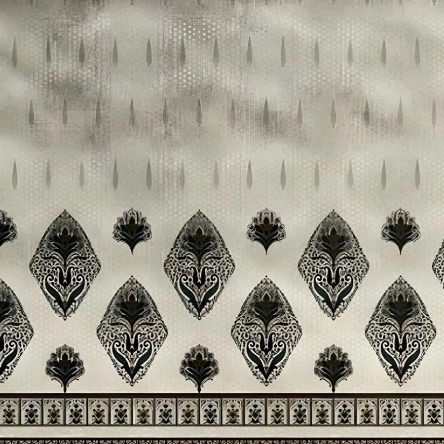 Close-up of the diamond border print in Sage (IB-06)