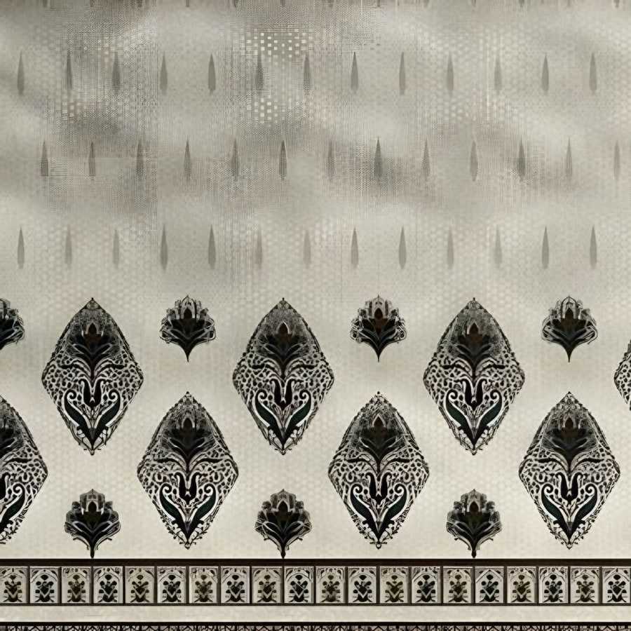 Close-up of the diamond border print in Sage (IB-06)