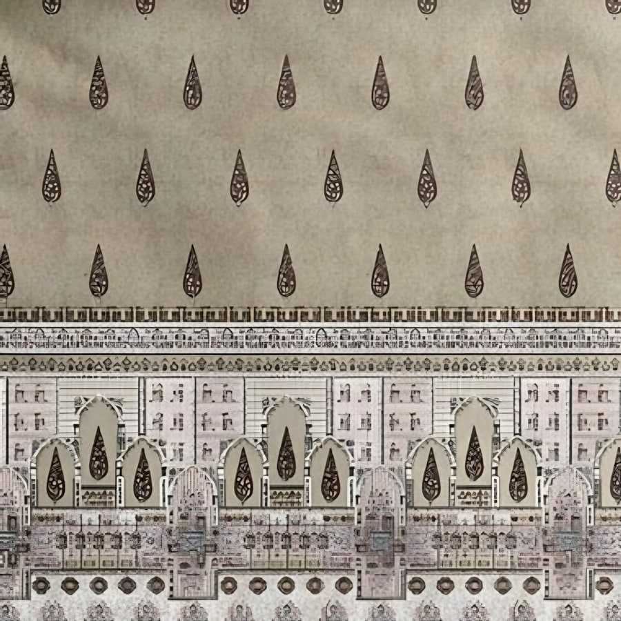 Close-up of the arch border print in Sage (IB-11)