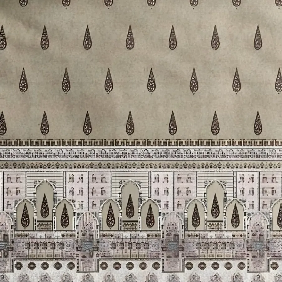 Close-up of the arch border print in Sage (IB-11)