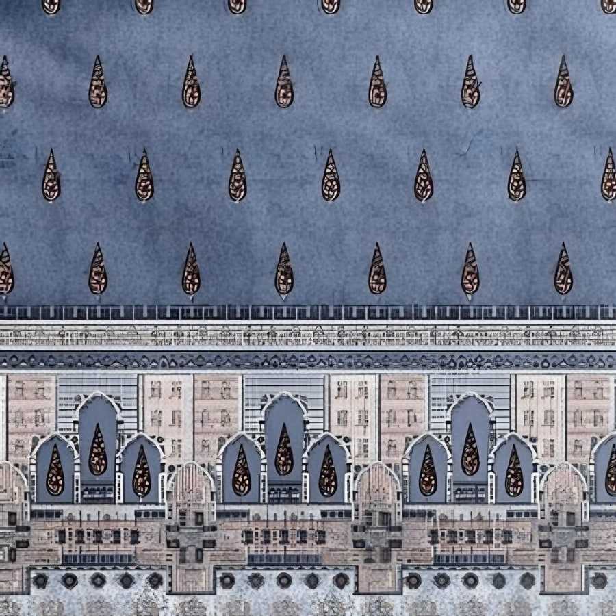 Close-up of the arch border print in Blue (IB-12)