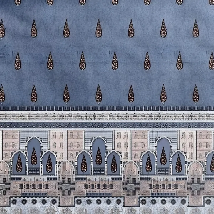 Close-up of the arch border print in Blue (IB-12)