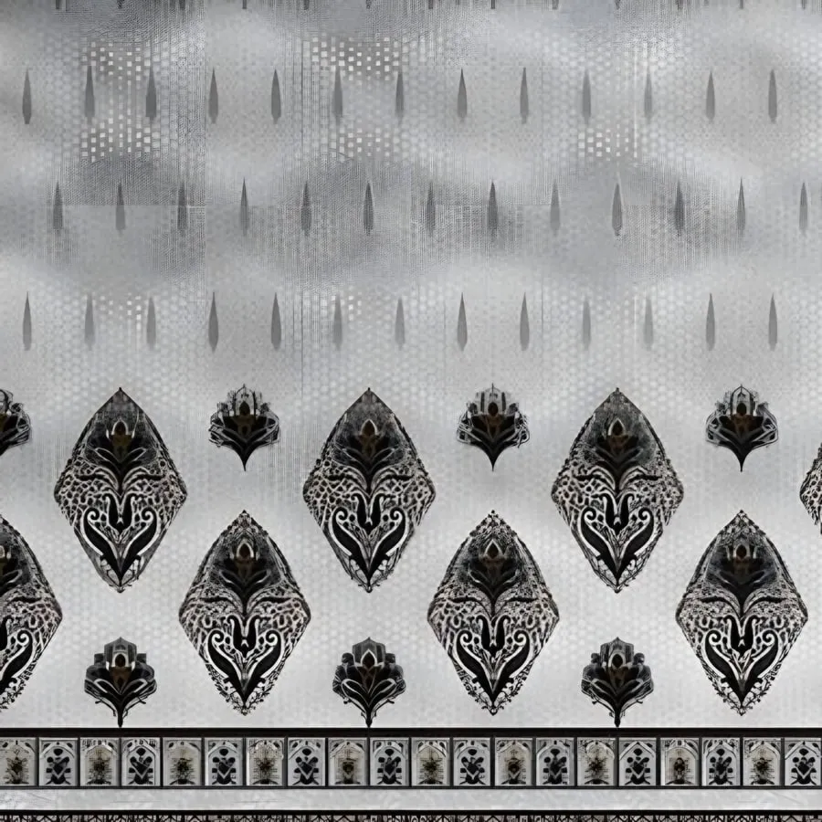 Close-up of the diamond border print in Grey (IB-14)