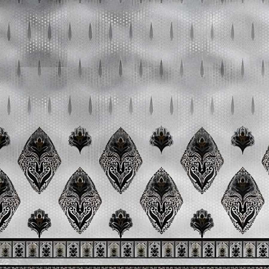 Close-up of the diamond border print in Grey (IB-14)