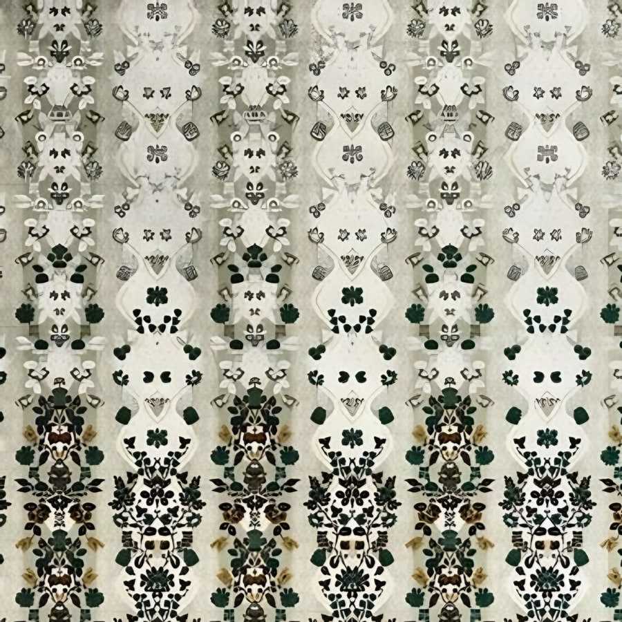 Close-up of the buta panel print in Ivory & green (IB-19)