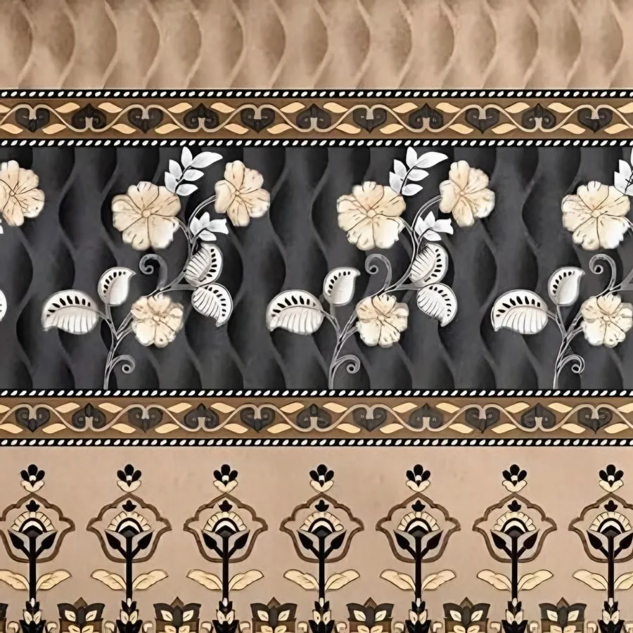 Close-up of the floral band print in Caramel (IB-21)