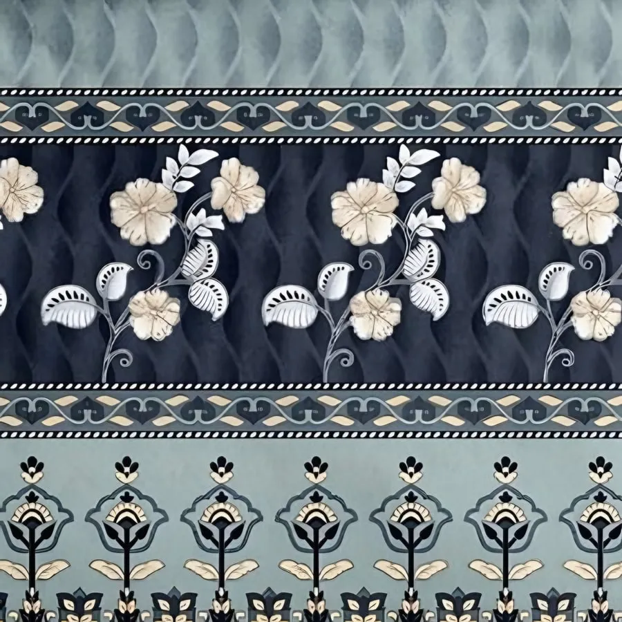 Close-up of the floral band print in Teal (IB-22)