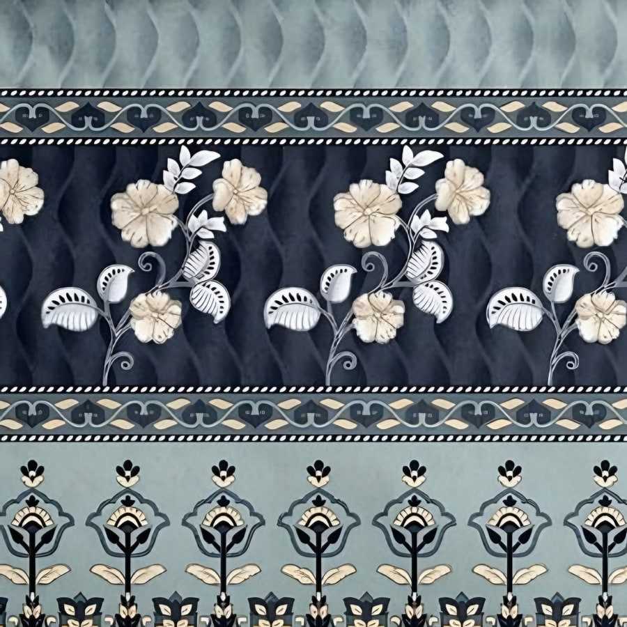 Close-up of the floral band print in Teal (IB-22)