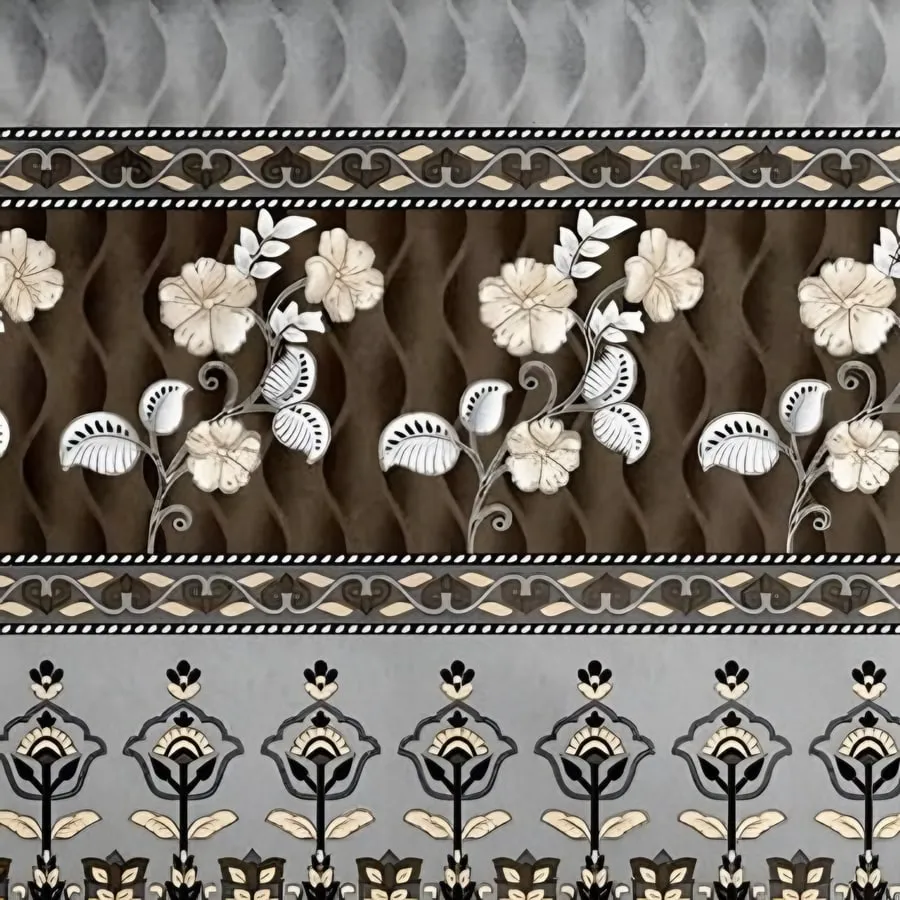 Close-up of the floral band print in Grey (IB-23)