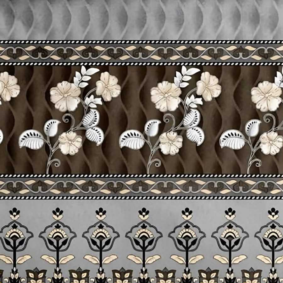 Close-up of the floral band print in Grey (IB-23)