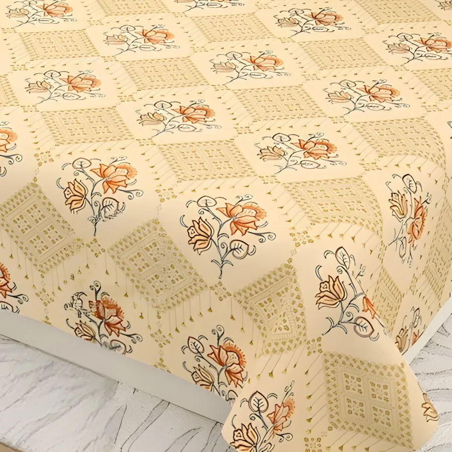 Close-up of the diamond lattice print in Butter & teal (KS-14)