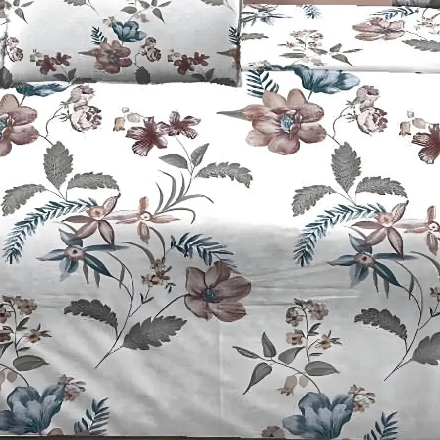 Close-up of the watercolour garden print in Pink & blue (LT-01)