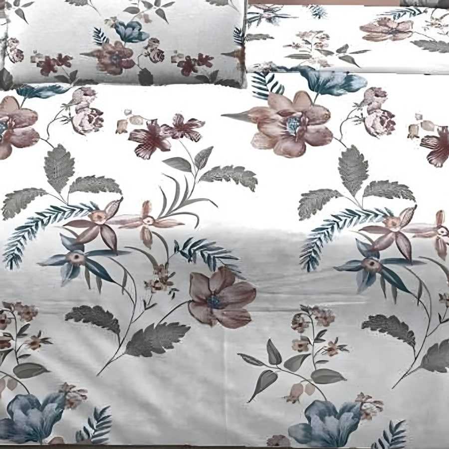 Close-up of the watercolour garden print in Pink & blue (LT-01)