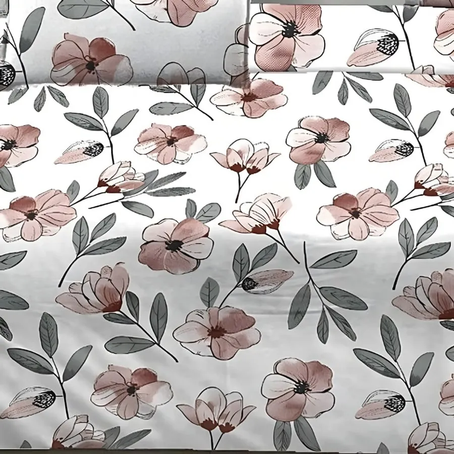 Close-up of the peach blossom print in Peach (LT-09)