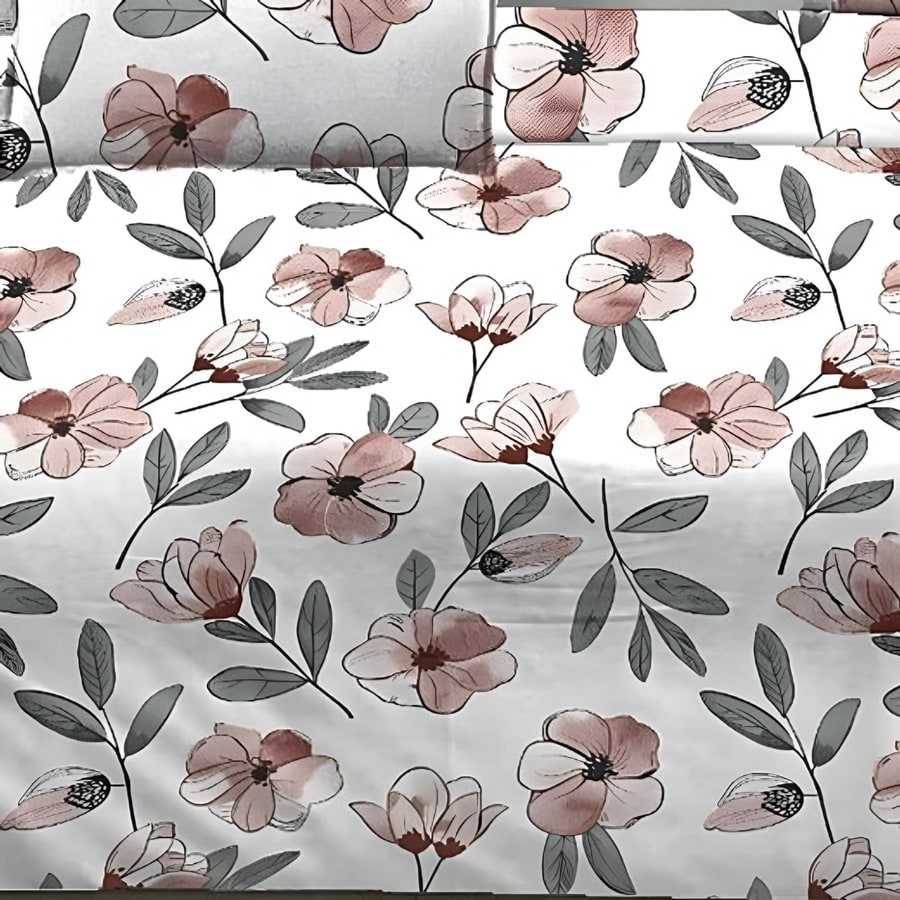 Close-up of the peach blossom print in Peach (LT-09)