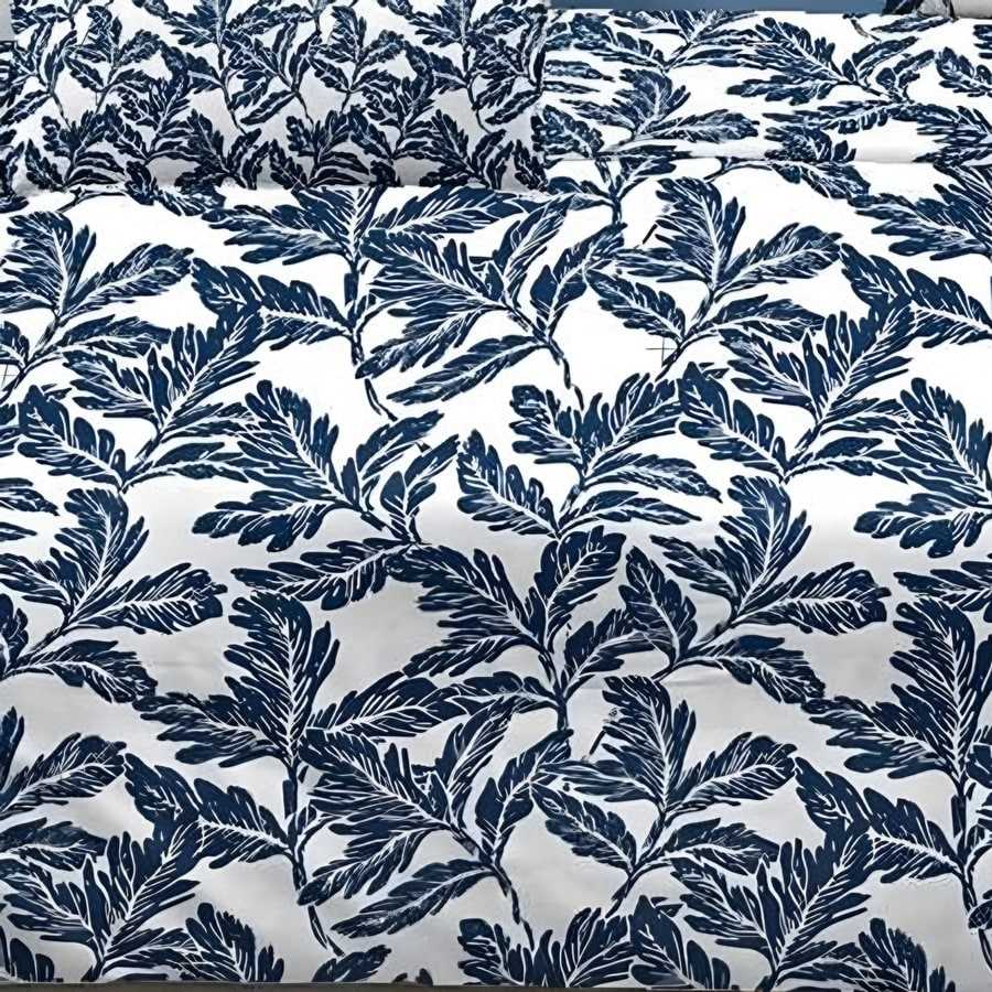 Close-up of the indigo leaf print in Indigo (LT-15)