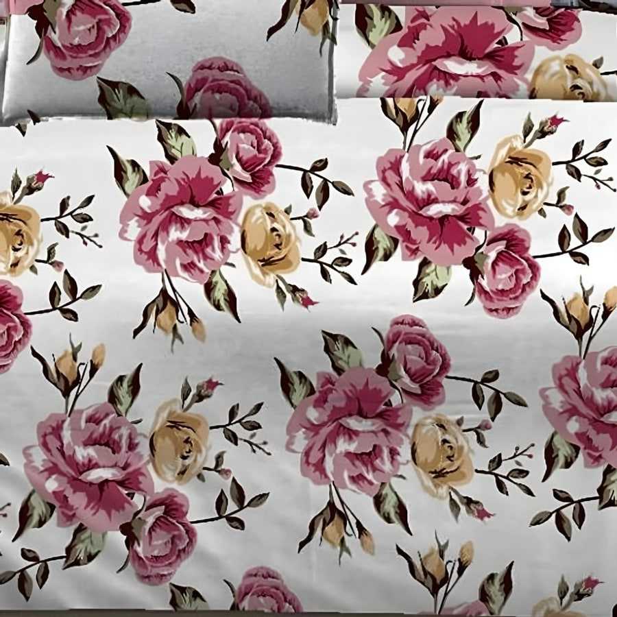 Close-up of the rose bouquet print in Pink & yellow (LT-20)