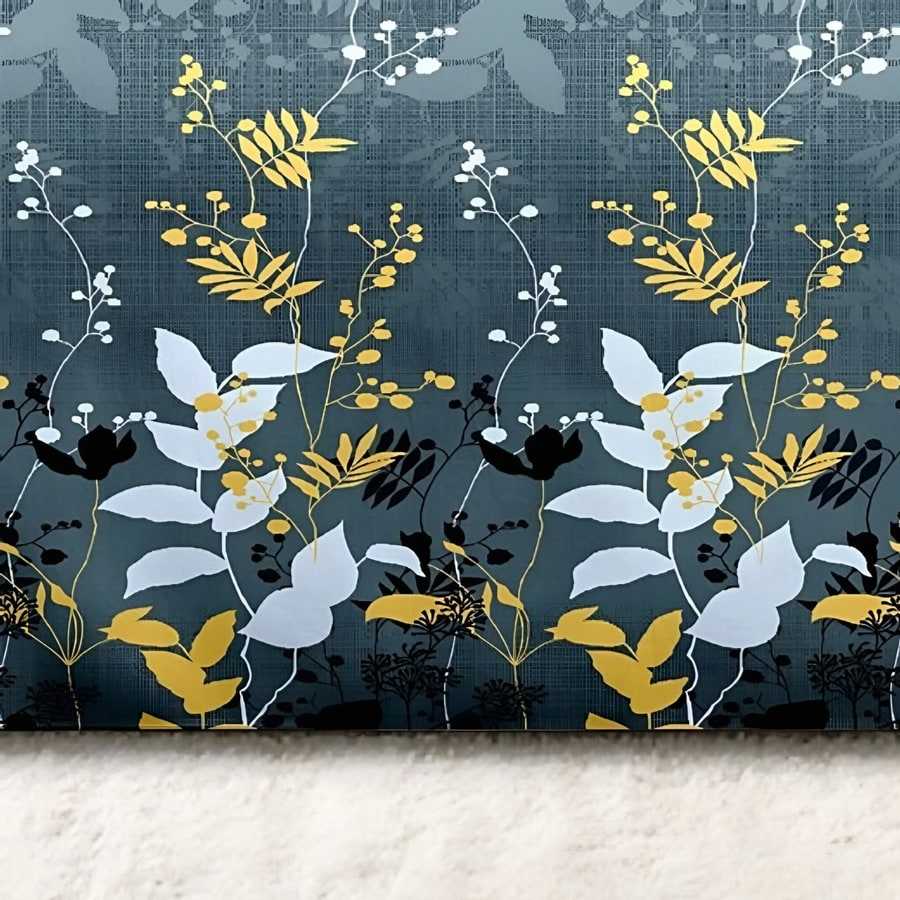 Close-up of the leaf spray print in On teal (MH-08)