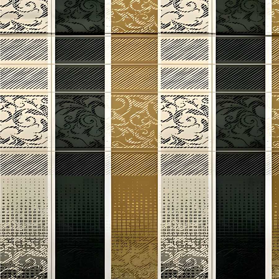 Close-up of the heritage stripe print in Gold & black (MH-12)