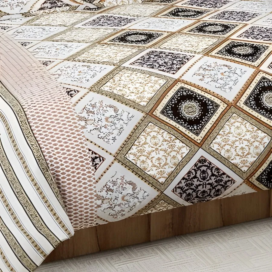 Close-up of the diamond tile print in Brown (RZ-09)